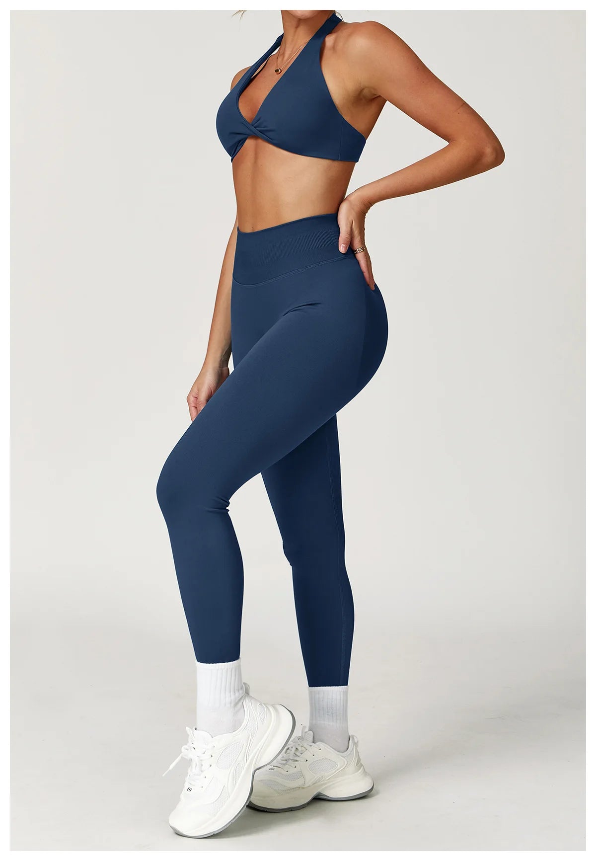 2PCS Yoga Suit Sports Set Women Gym Set Women Tracksuit Running Workout Long Sleeve Sports Shirt Yoga Clothing Seamless Leggings