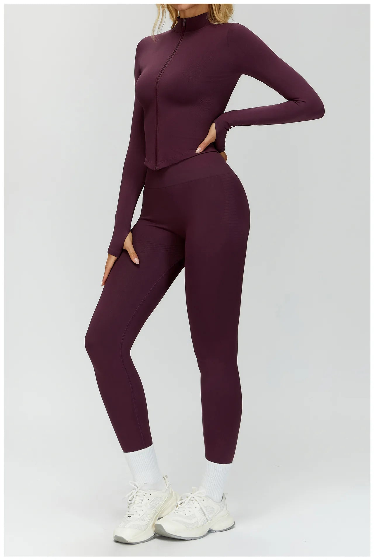 Seamless Yoga Set 3PCS Women Sportswear Workout Clothes Athletic Wear Gym Legging Fitness Bra Crop Top Long Sleeve Sports Suits