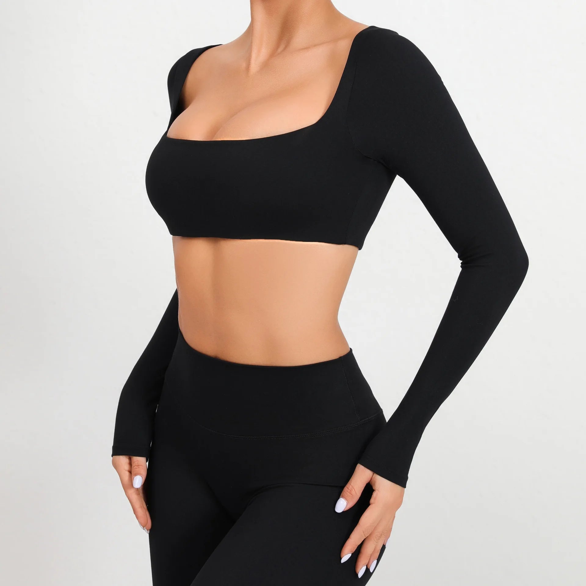 New Sport Shirt Women Clothes Sportswear Long Sleeve T-shirt for Fitness Yoga Wear Ladies Crop Top Gym Workout Top with Cups