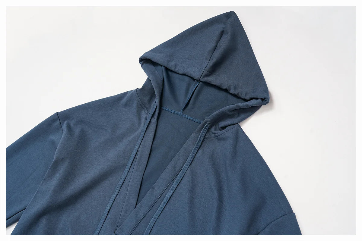Autumn New Yoga Long Sleeved Women's Hooded Jacket V-neck Loose and Comfortable Outerwear Outdoor Running Workout Sports Jacket