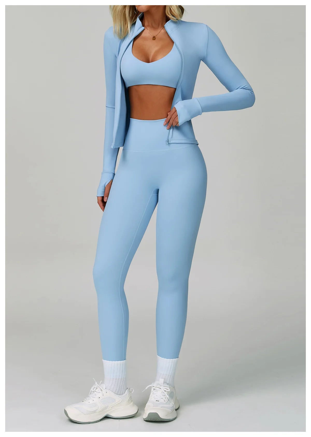 2/3PCS Women's Tracksuit Yoga Set Push Up Workout Sportswear Gym Clothing High Waist Leggings Fitness Long Sleeved Sports Suits