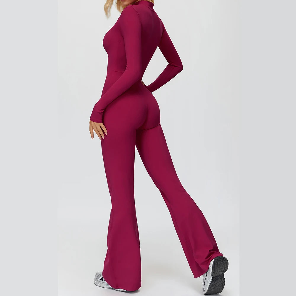 Winter Yoga Suit Gym Set Women Tracksuit Thicken Sportswear Zipper Fitness Long Sleeved Sports Jumpsuit Push Up Workout Clothes