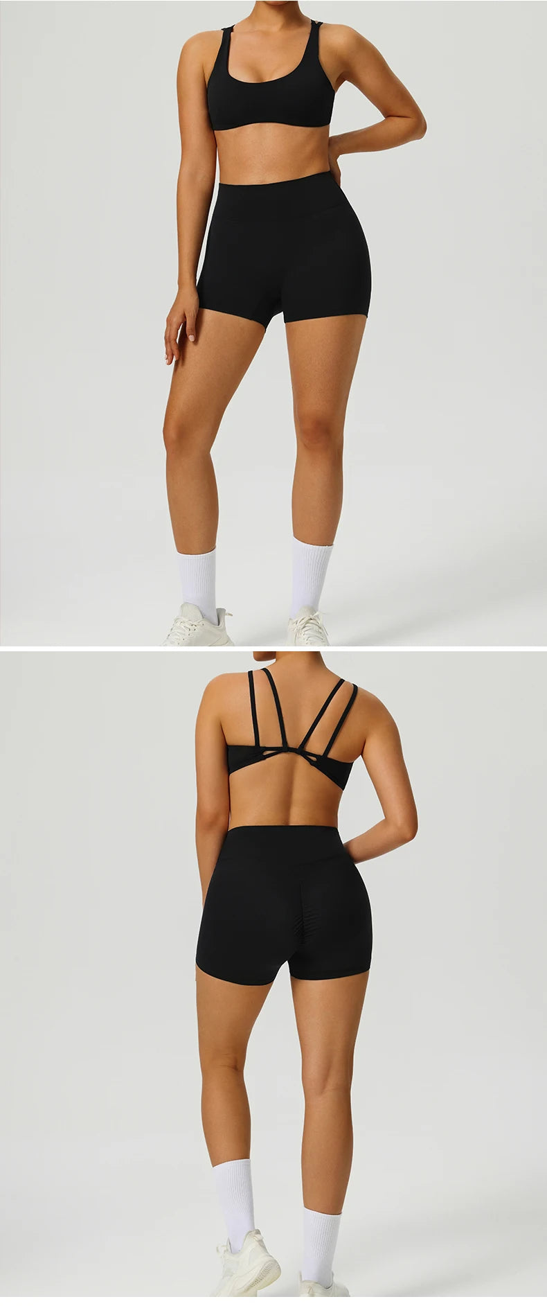2 Pieces Yoga Set Women's Tracksuit Workout Sportswear Gym Clothing High Waist Leggings Fitness Shorts Push Up Bras Sports Suits
