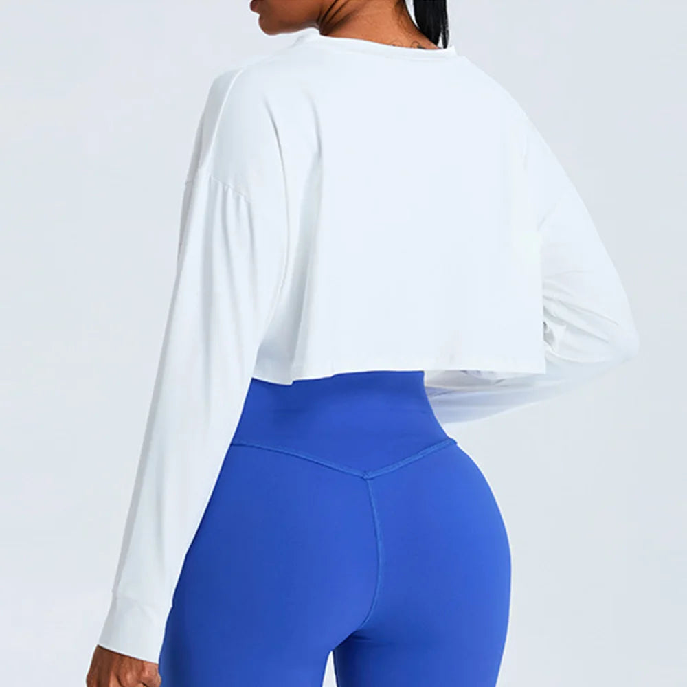 Women Loose Yoga Long Sleeved Fitness Top Loose Casual Sports T-shirt Quick Drying Workout Long Sleeved Running Fitness Clothes