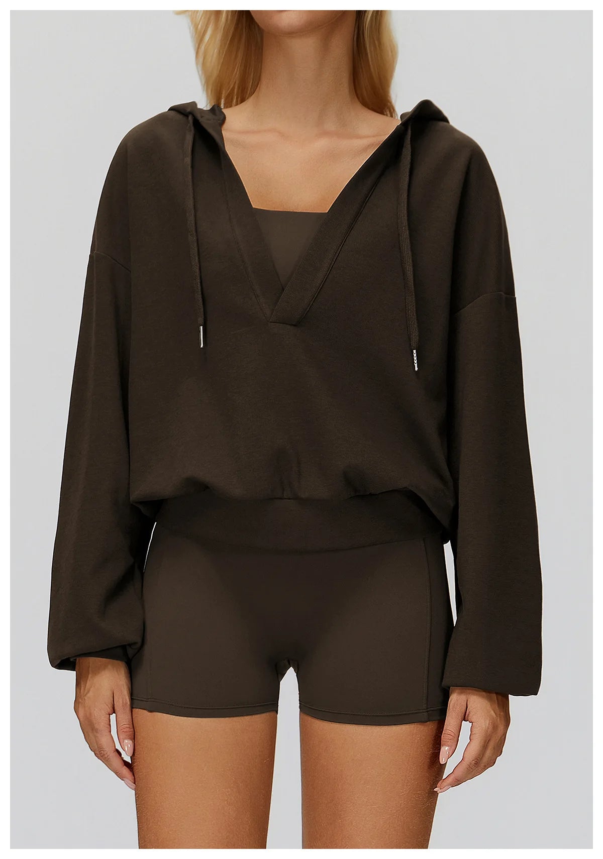 Autumn New Yoga Long Sleeved Women's Hooded Jacket V-neck Loose and Comfortable Outerwear Outdoor Running Workout Sports Jacket