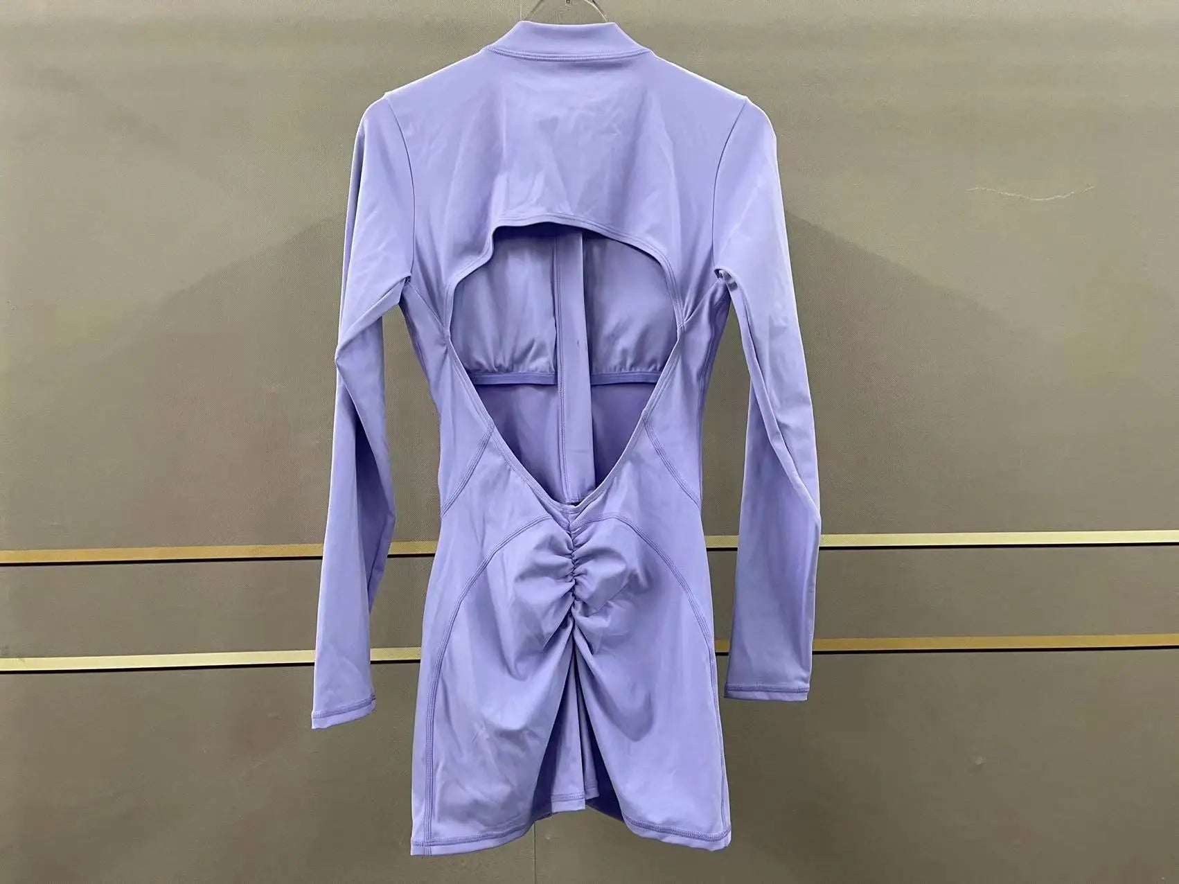 Sexy Back V Jumpsuit Women Tracksuit Yoga Set Sports Zipper Rompers Gym Long Sleeve Fitness Suit Gym Workout Bodysuit