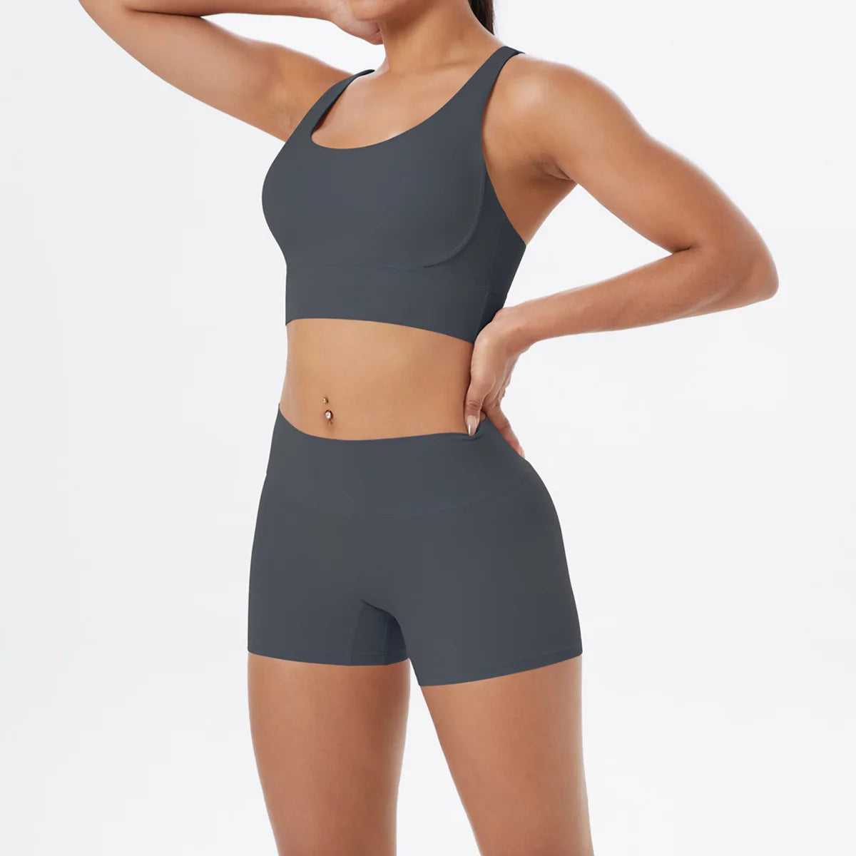 Yoga Sport Set Women Seamless Crop Top Bra Shorts Yoga Set Comfort Elastic Sportsuit Workout Outfit Fitness Gym Clothes