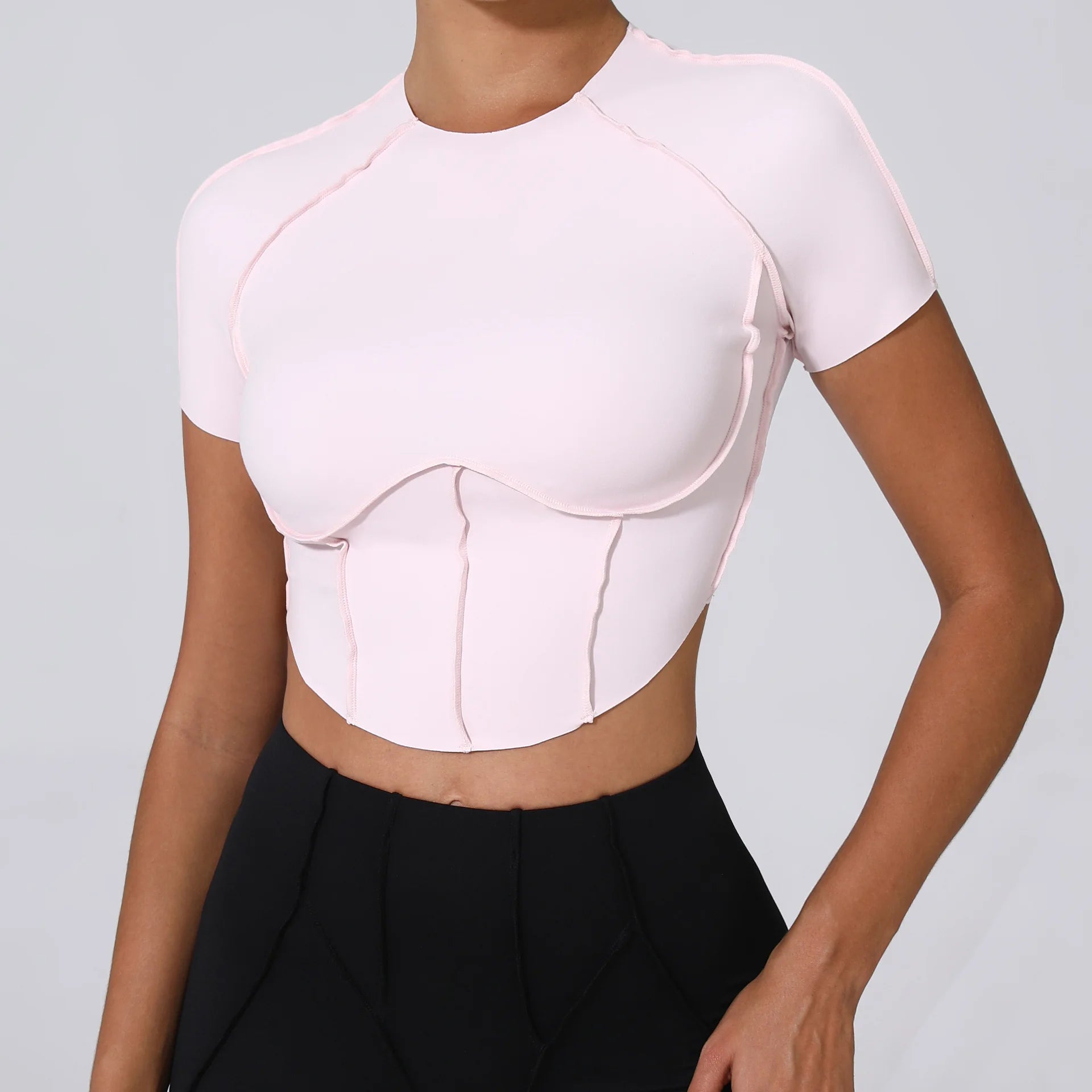 Women Yoga Top Line Sport T Shirts Fitness Clothes Short Sleeve Push Up Yoga Shirt Gym Top Running Active Wear Workout Sport Top