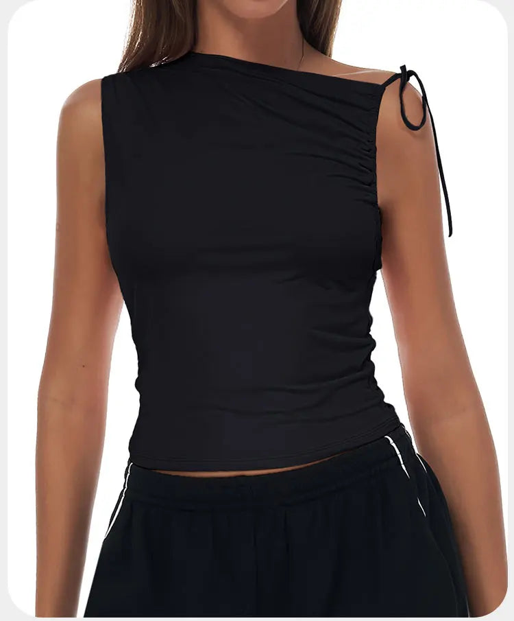 Sexy Shoulder Sports Shirt Vest Loose Breathable Quick Drying Top Gym Running Fitness Yoga Clothing Lightweight Tops For Women
