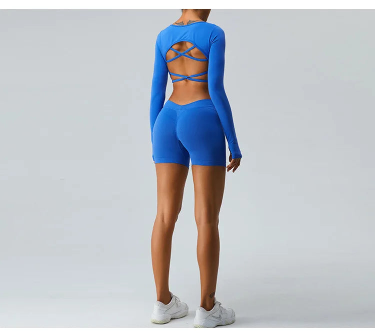 Seamless V Back Yoga Shorts Women Sportwear Fitness Tights Elastic Scrunch Gym Cycling Push Up Running Workout High Waist Shorts