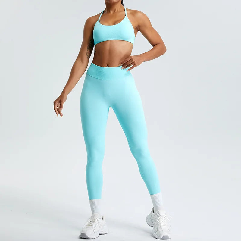 Seamless Yoga Pants Women High Waist Legging Ribbed Sport Gym Fitness Leggings Women Female Legging Tummy Control Running Tights