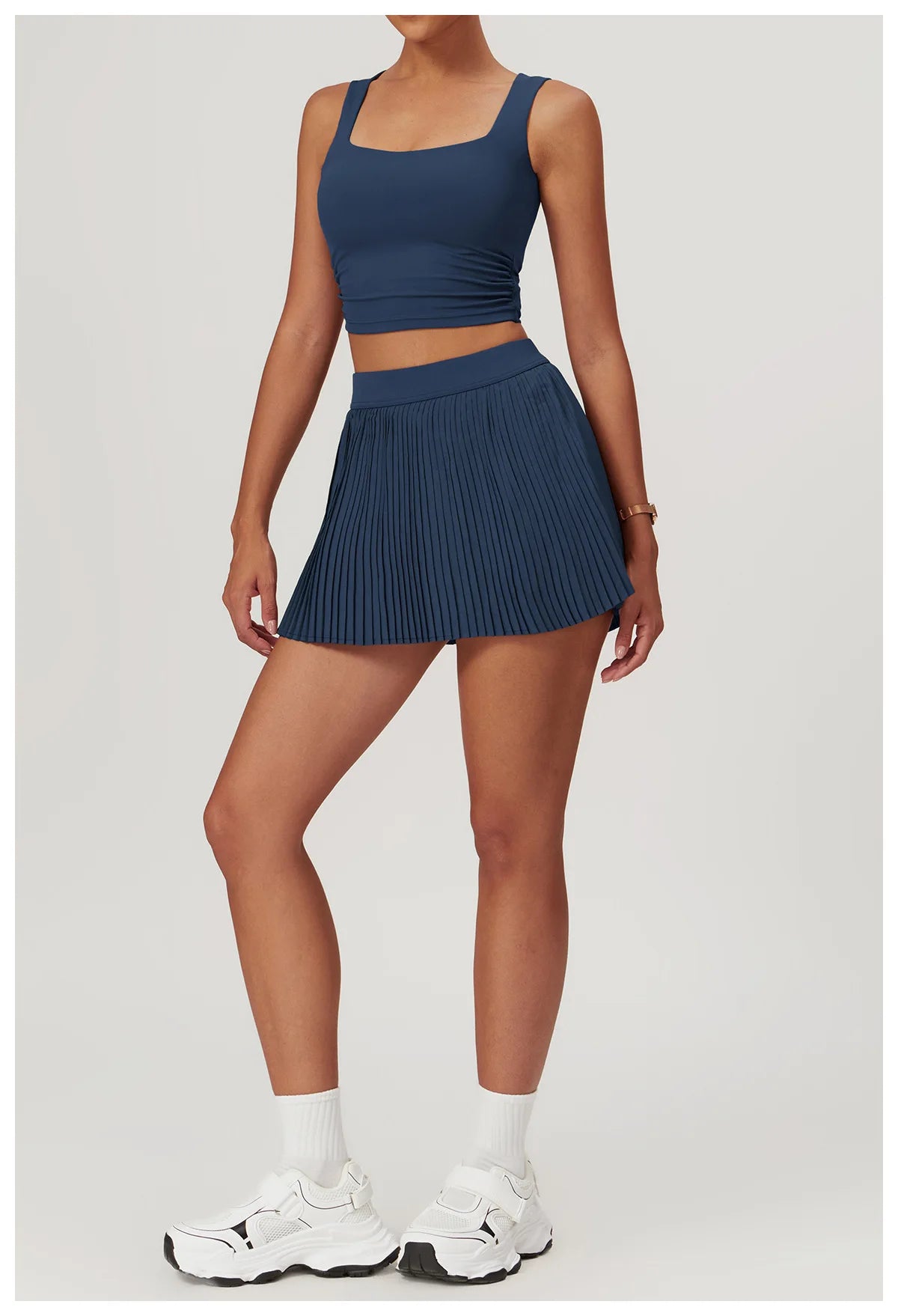 Women Pleated Sports Tennis Skirts Women High Waist Yoga Fitness Short Skirt With Pockets Gym Golf Loose Mini Skirt With Pockets