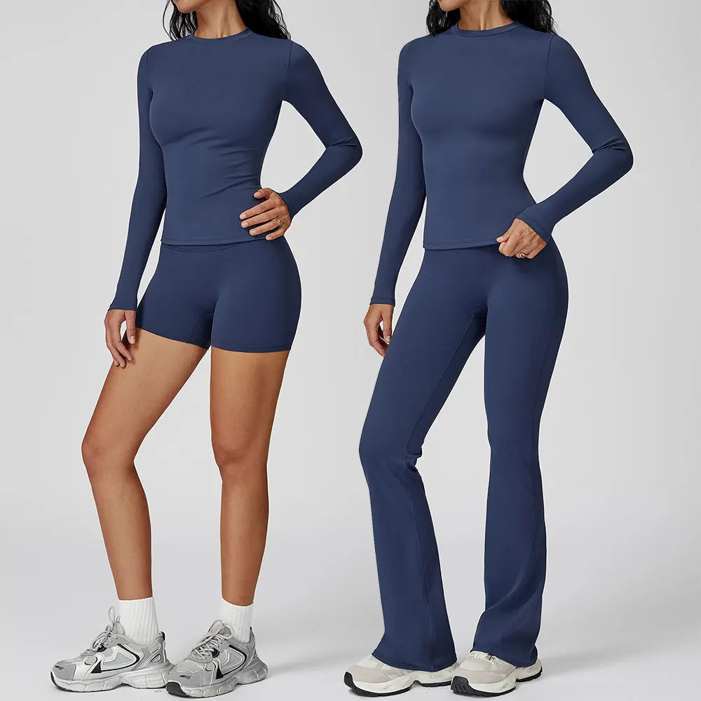 2PCS Yoga Suit Sports Set Gym Set Women Tracksuit Running Workout Clothes Female Long Sleeve Fitness Athletic Wear Yoga Clothing