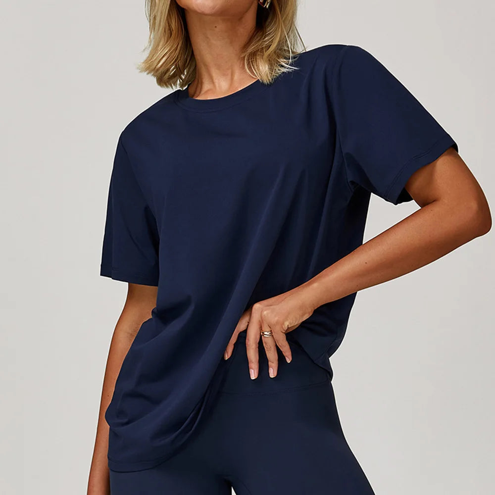 Loose Yoga Shirts Women Top Quick Dry Running Top Tights Push Up Workout Gym Clothes Female Short Sleeve Fitness Sports T-Shirts