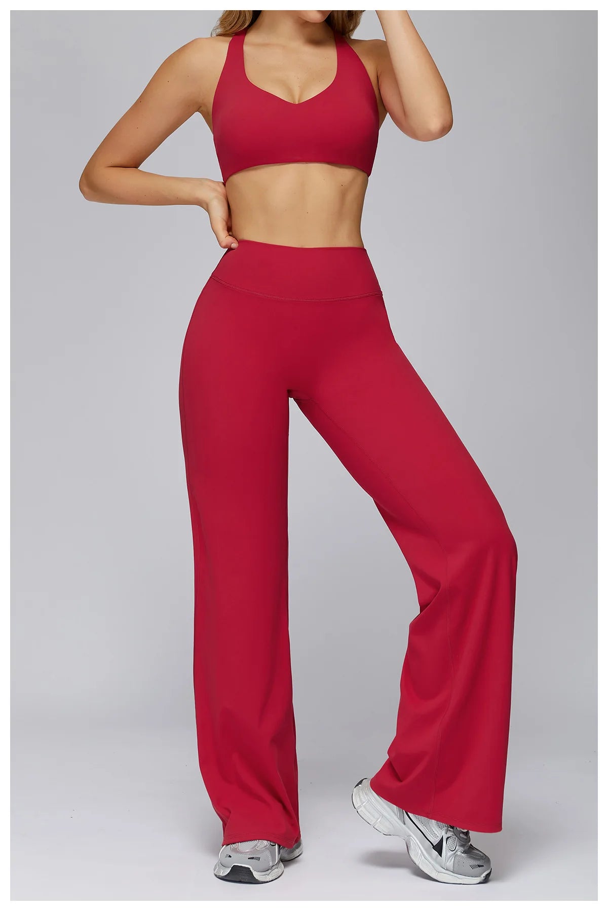 Yoga Set 2PCS Women Sportswear Workout Clothes Seamless Athletic Wear Gym Legging Fitness Bra Crop Top Long Sleeve Sports Suits