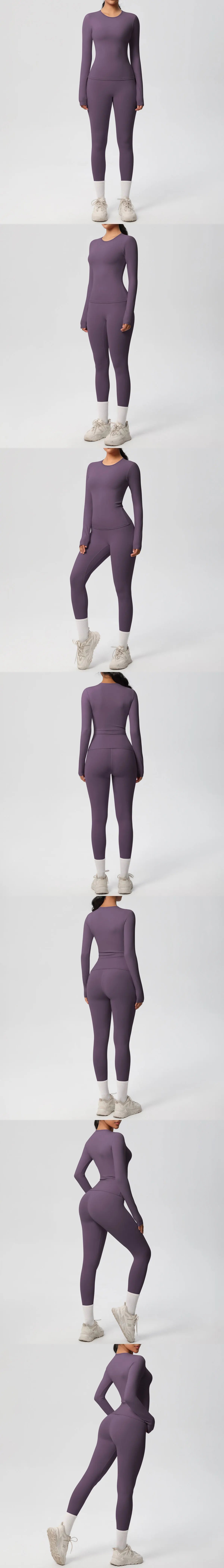 2PCS Yoga Suit Sports Set Women Sportswear Gym Set Women Tracksuit Running Workout Long Sleeve Sports Shirt Yoga Clothing