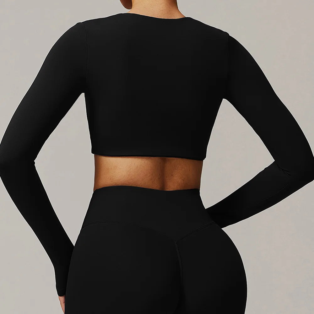 Yoga Shirts For Women Crop Top Long Sleeve Fitness Running Women Gym Clothes Workout Dry Fit Breathable High Elastic Sports Tops