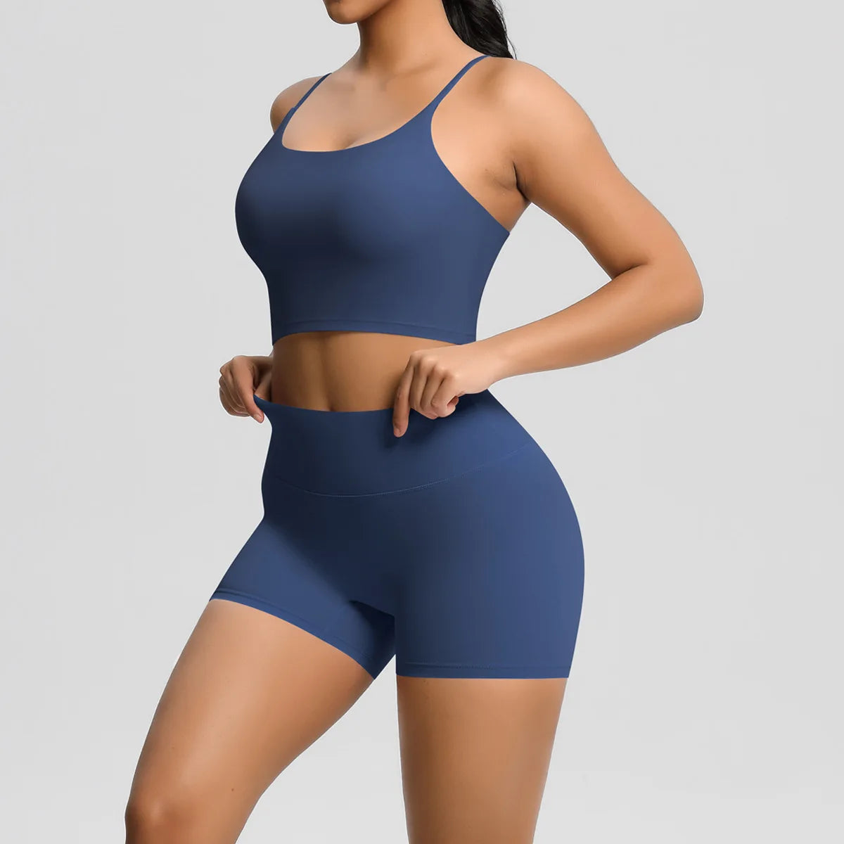 Yoga Sport Set Women Seamless Crop Top Bra Shorts Yoga Set Comfort Elastic Sportsuit Workout Outfit Fitness Gym Clothes