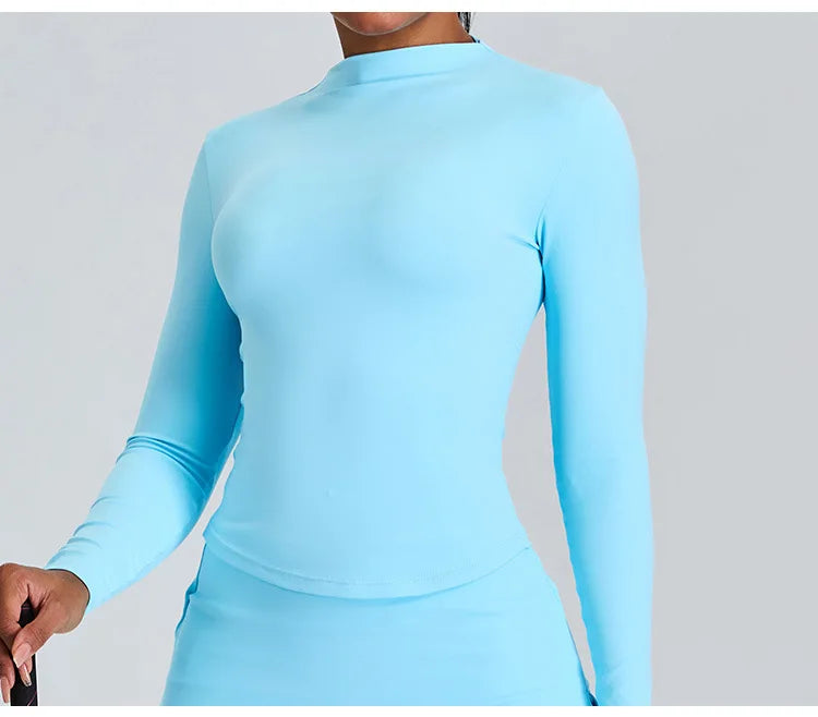 Yoga Shirts Women's Long Sleeve Top Running T-Shirt Push Up Workout Fitness Gym Sports Top Training Crop Top Solidcolor Clothes