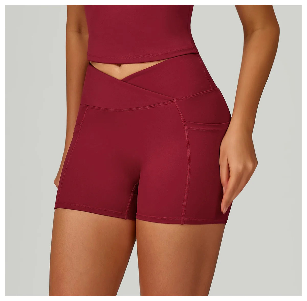 Cross Waist Head Yoga Shorts High Waist Workout Fitness Lift Butt Fitness Tights Gym Running Body Shaper Pants Casual Sportswear