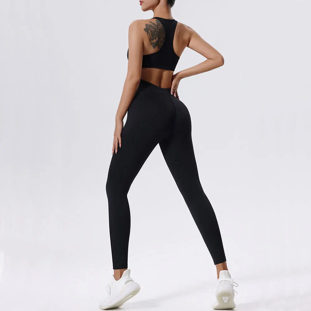 Zipper Yoga Set Women's Tracksuit Yoga Jumpsuits One Piece Workout Bodysuits Rompers Sportswear Gym Set Workout Clothes Women