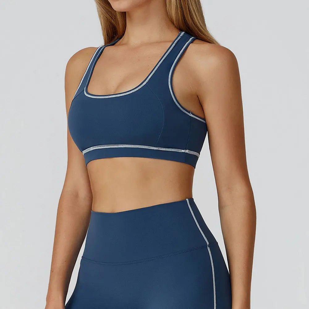 Fitness Top Women Breathable Sports Bra Anti-Sweat Yoga Bra Shockproof Crop Top Push Up High Strength Sport Bra Gym Workout Top