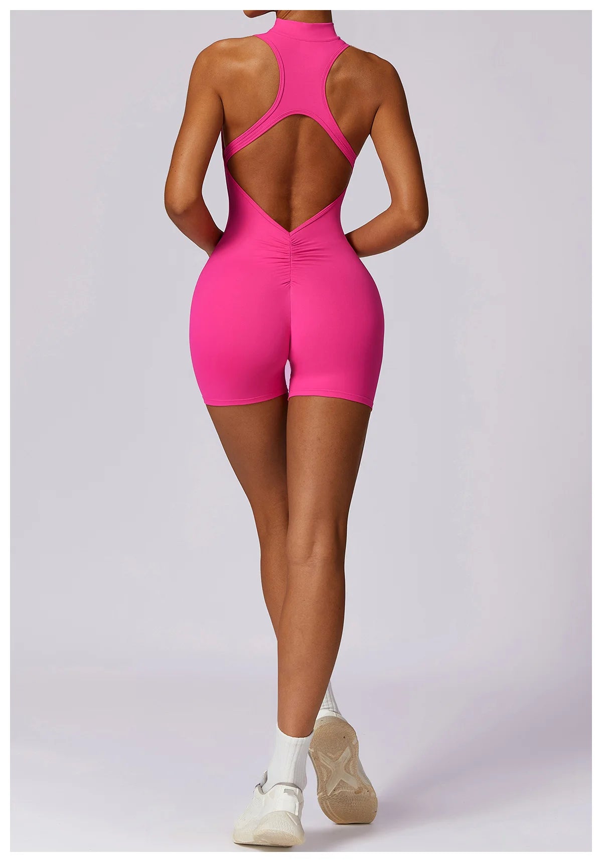 Scrunch Sports Overalls Gym Jumpsuit Women's Fitness Suit Short Sets for Woman Tracksuit Yoga Clothing Zipper Workout Sportswear