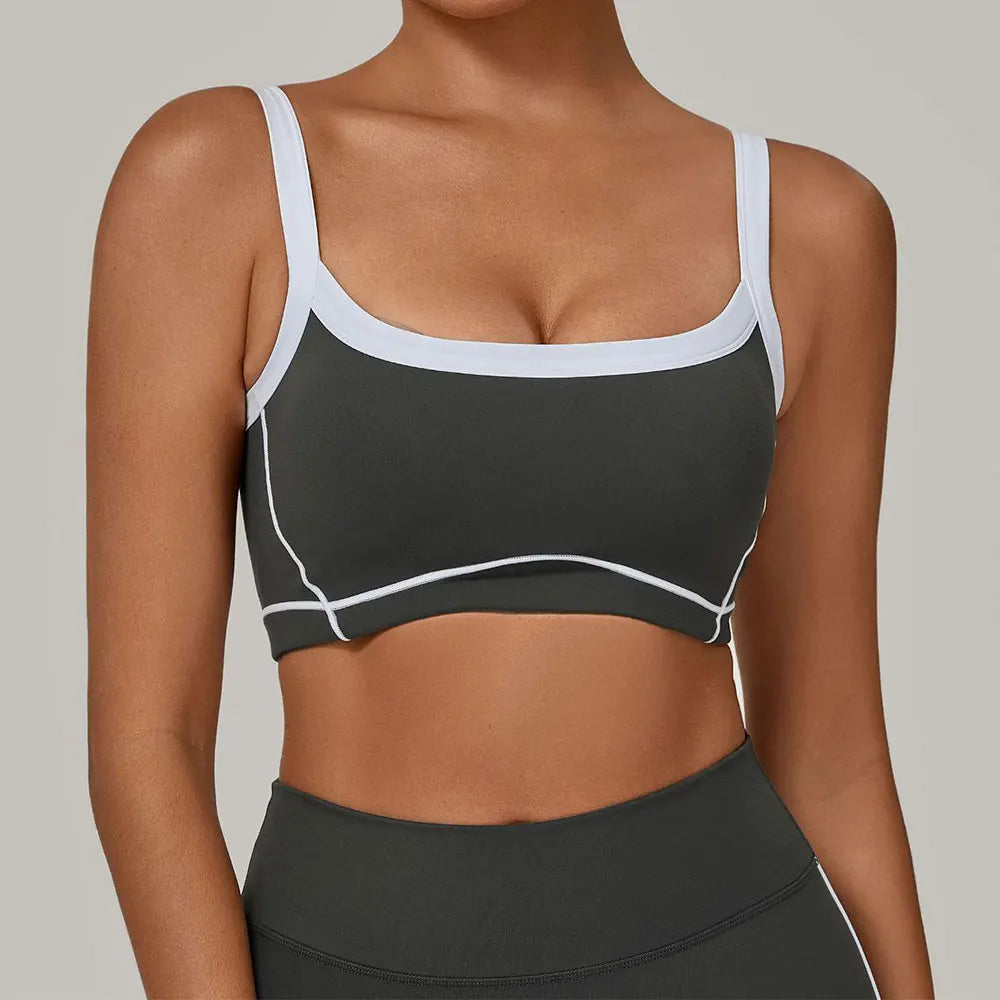 Patchwork Sports Bra Anti-Sweat Fitness Top Women Yoga Bra Shockproof Crop Top Push Up Sport Bra High Strength Gym Workout Top