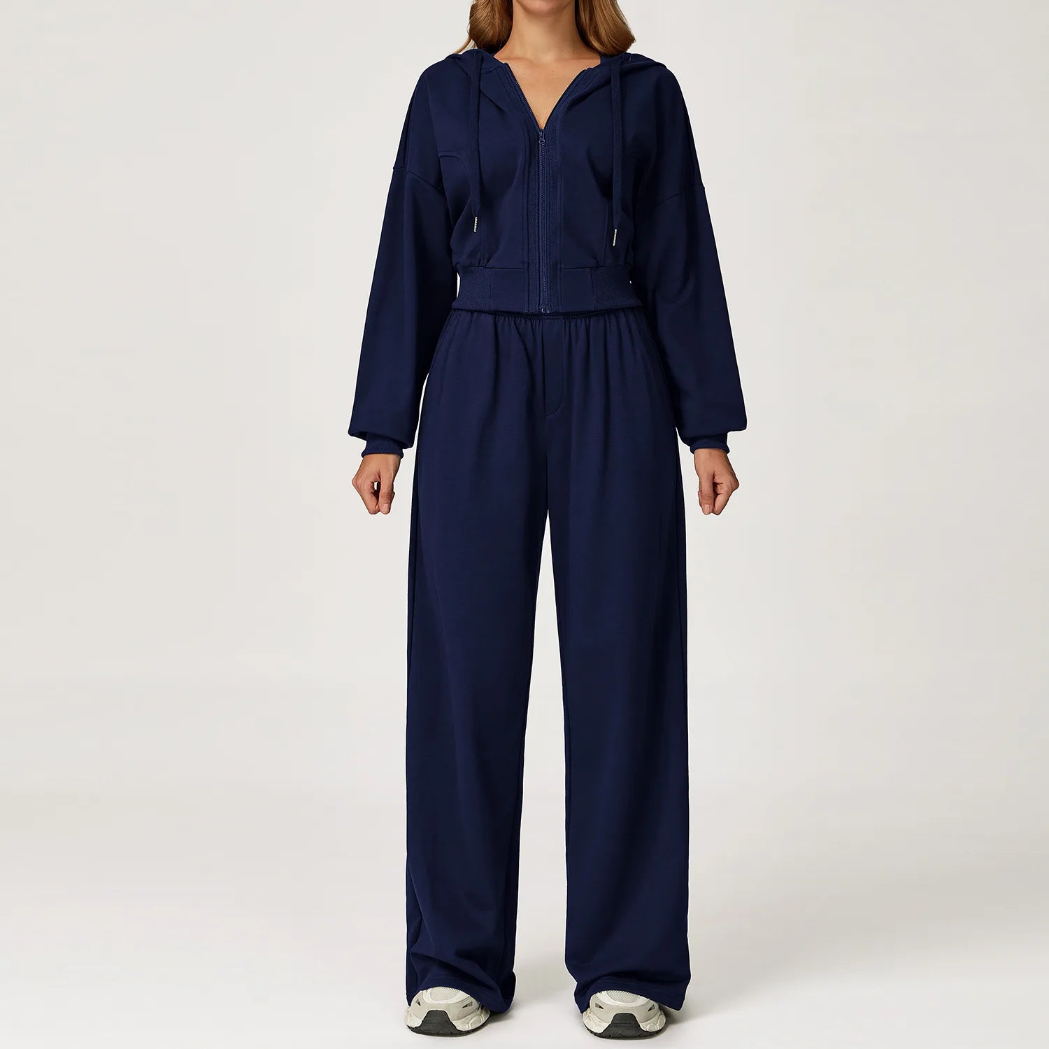 Winter 2-piece Casual Sports Hoodie Set Women's Long Sleeved Loose Yoga Set High Waisted Sweatpants Running and Fitness Set