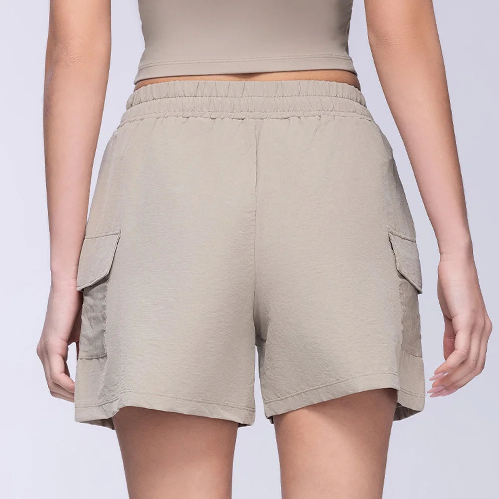 Yoga Shorts Pocket Women Fitness Shorts Running Cycling Shorts Breathable Sports Shorts High Waist Summer Workout Gym Shorts