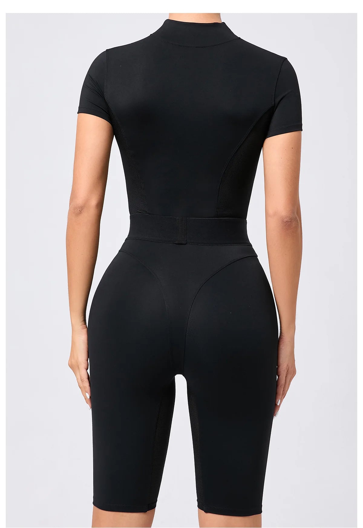 Women's Tracksuit Jumpsuits One-Piece Suit Zipper Short SleevesYoga Set Gym Push Up Workout Clothes Fitness Bodysuit Sportswear