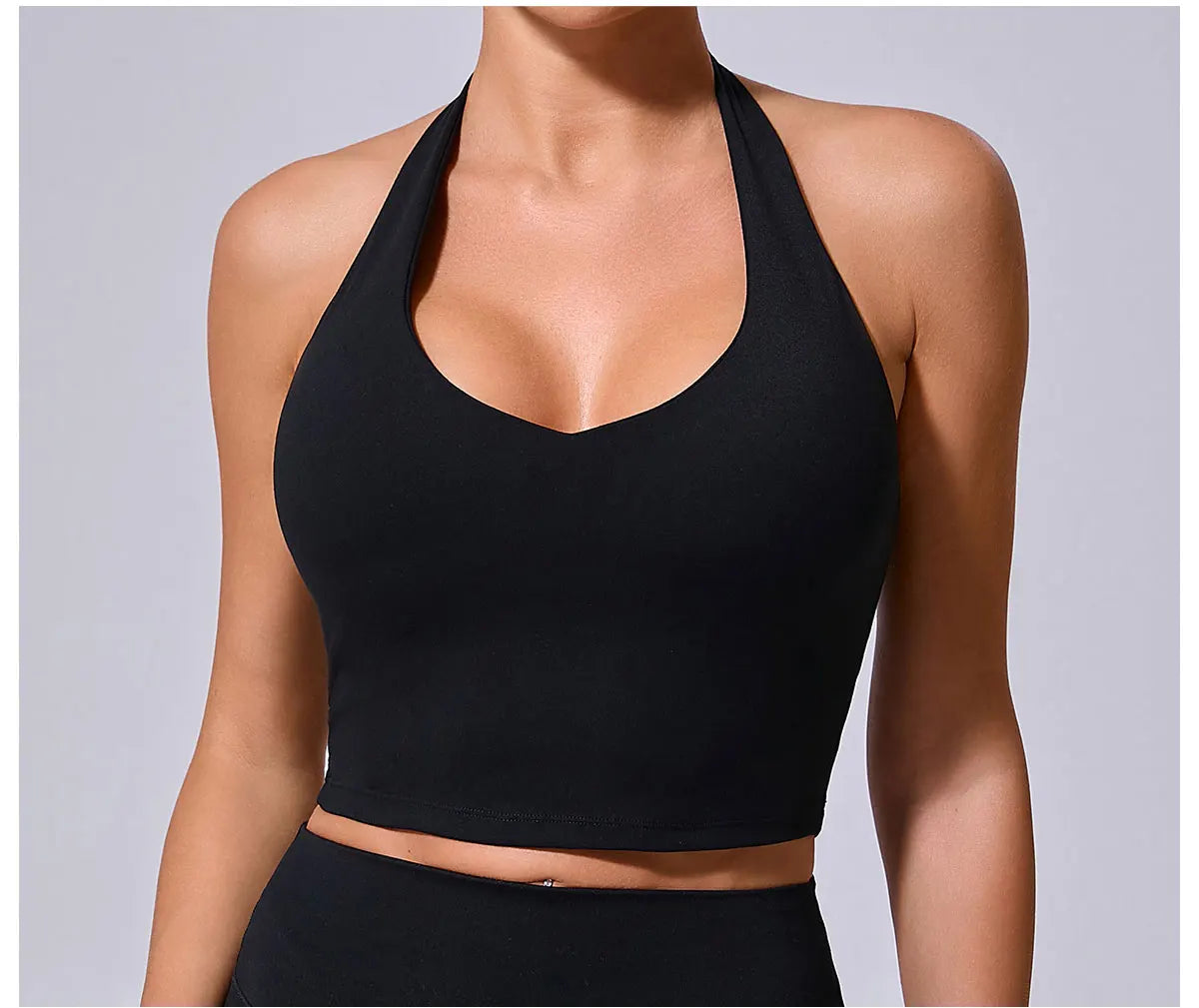 Women Hanging Neck Yoga Sports Bra Breathable Shock Proof Gym Workout Fitness Push Up Top Yoga Running Sportswear Vest Bra