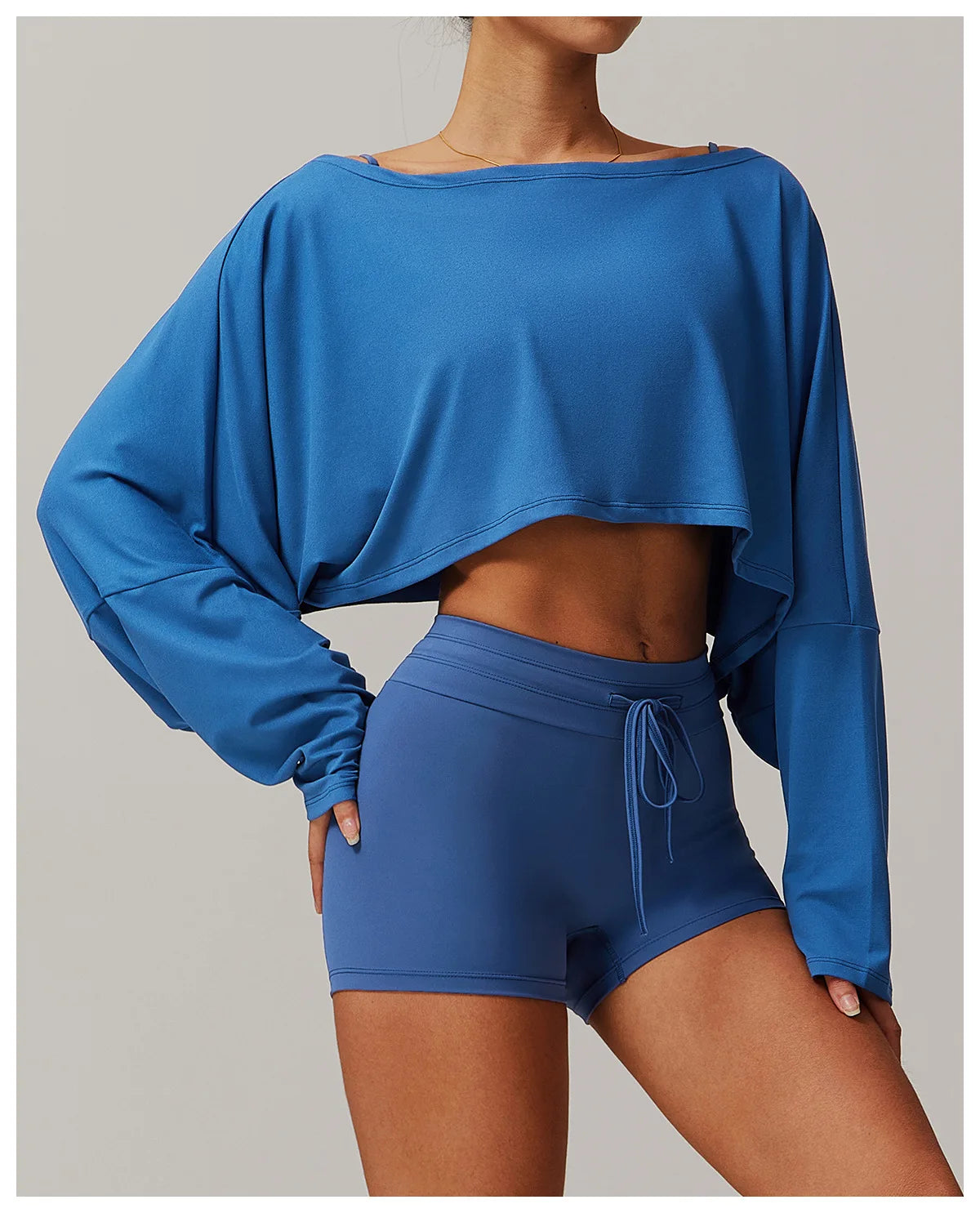 Running Fitness Sports Long Sleeved Top Women's One Shoulder Batwing Sleeve Loose Breathable Casual Long Sleeved Sexy Yoga Top