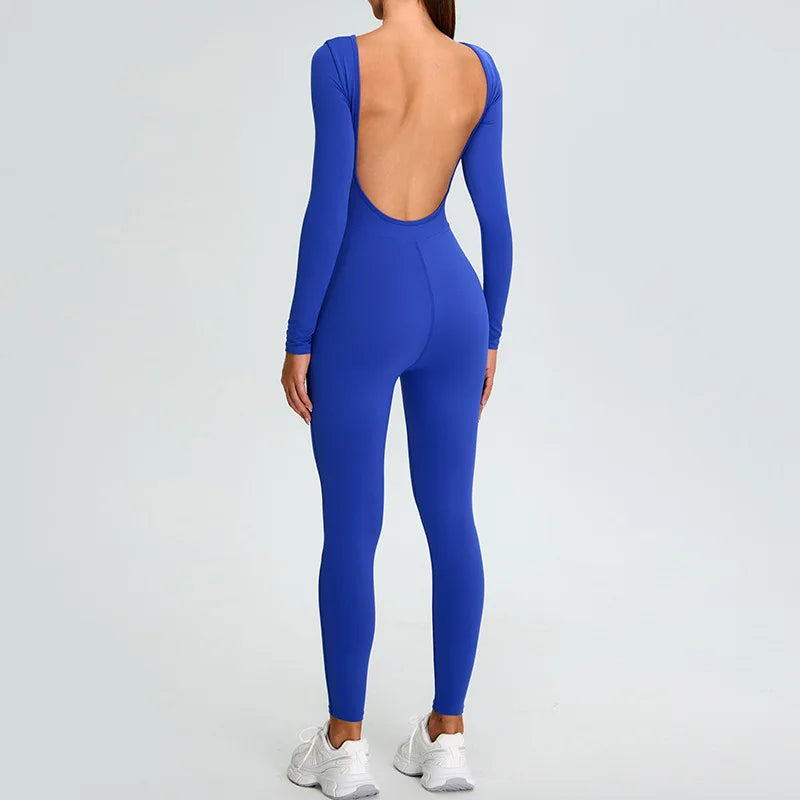 Fitness Rompers Women Gym Set Training Yoga Suit Sportswear Women Sports Jumpsuit Long Sleeved Stretch Push Up Workout Bodysuits