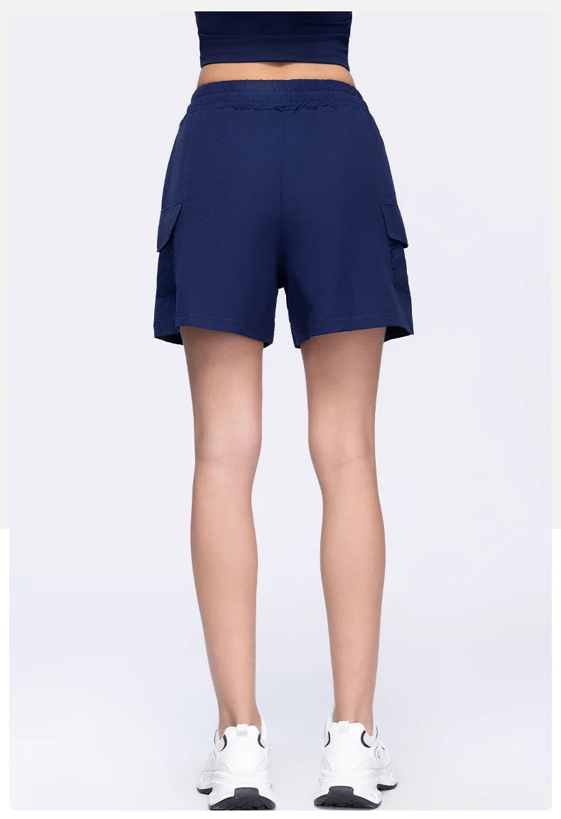 Yoga Shorts Pocket Women Fitness Shorts Running Cycling Shorts Breathable Sports Shorts High Waist Summer Workout Gym Shorts
