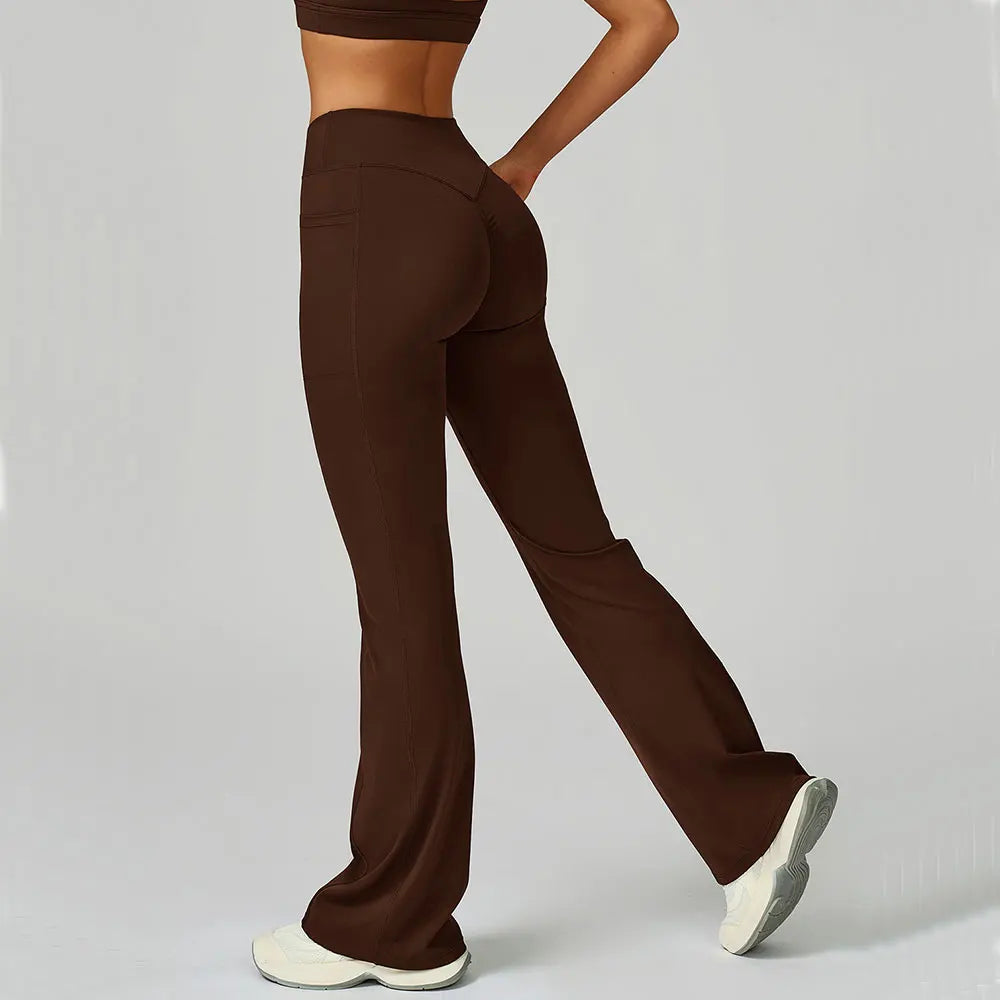 Flare Leggings Women Yoga Pants Bell-bottoms Yoga Trousers High Waist Fitness Pants Stretch Gym Casual Sports Wide Leg Pants