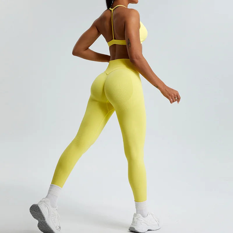Seamless Yoga Pants Women High Waist Legging Ribbed Sport Gym Fitness Leggings Women Female Legging Tummy Control Running Tights