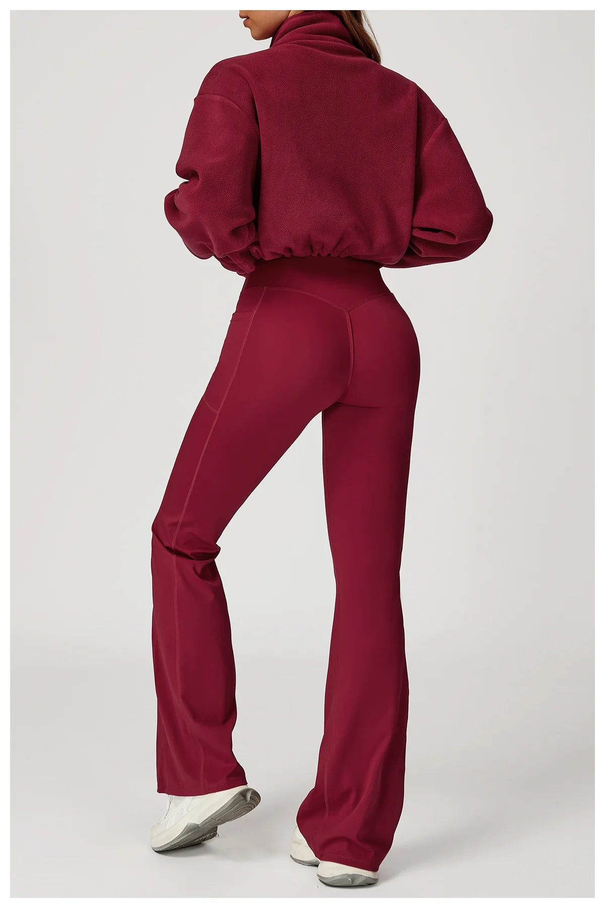 Winter Yoga Jacket Women Long Sleeved Stand Up Collar Windproof Warm Fleece Drawstring Jacket Running With Fleece Sports Jacket