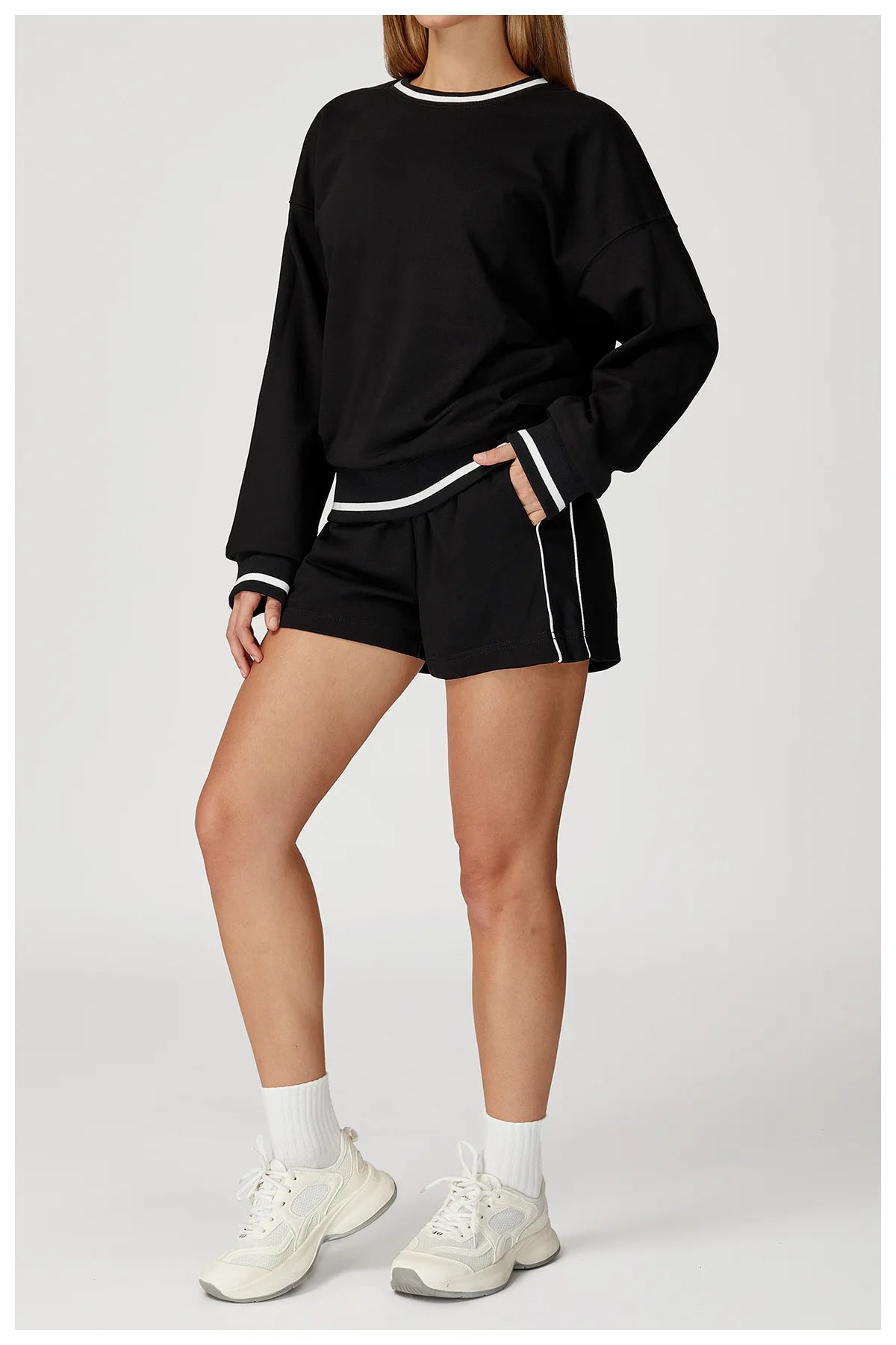 2PCS Winter Yoga Set Contrasting Hoodie Set Women's Tracksuit Comfortable Running Gym Set Women's Clothes Outdoor Sports Set