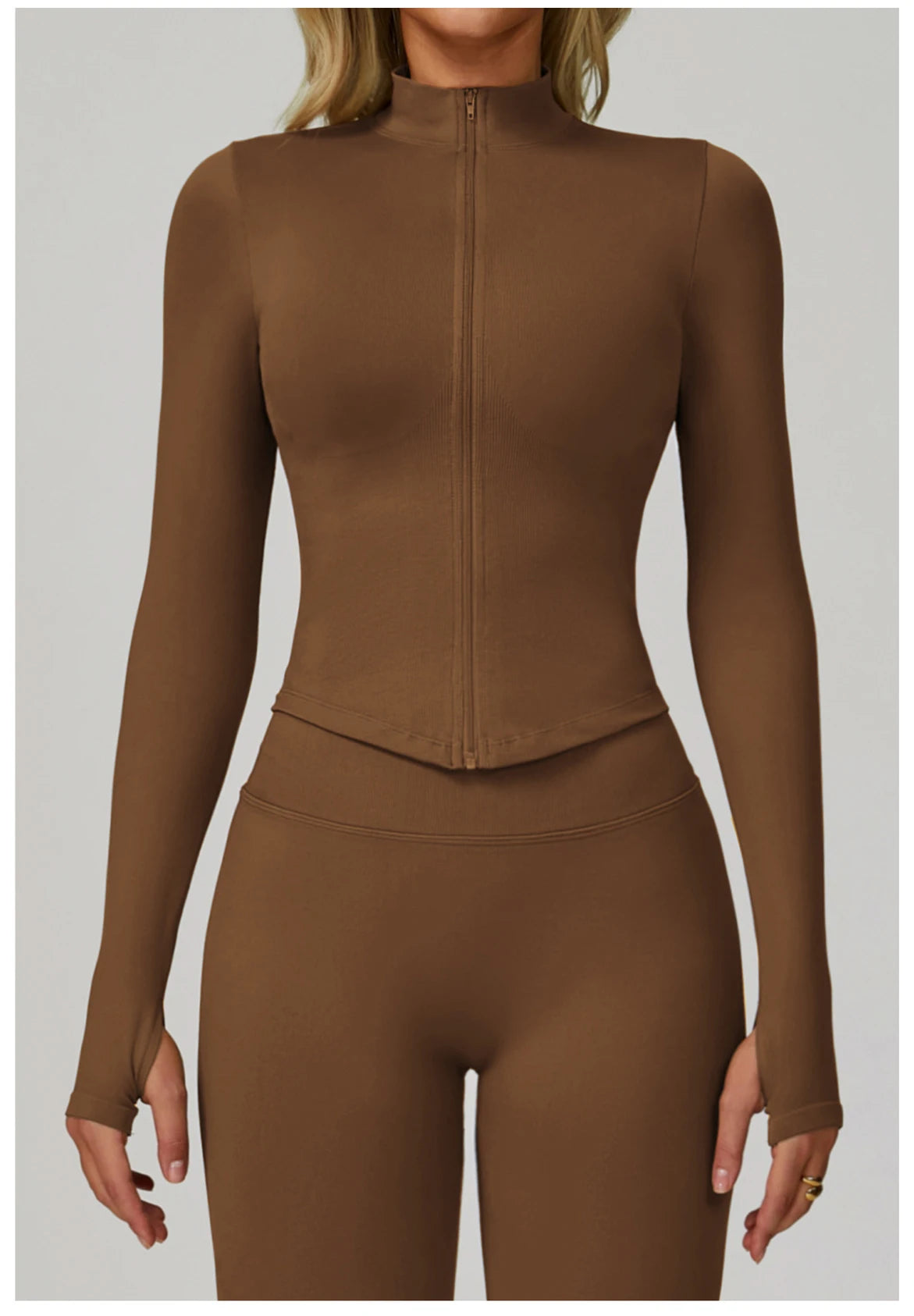Seamless Outdoor Sports Long Sleeved Women Yoga Coat Quick Dry Zipper Cardigan Stand Up Collar Jacket Running Fitness Jacket Top