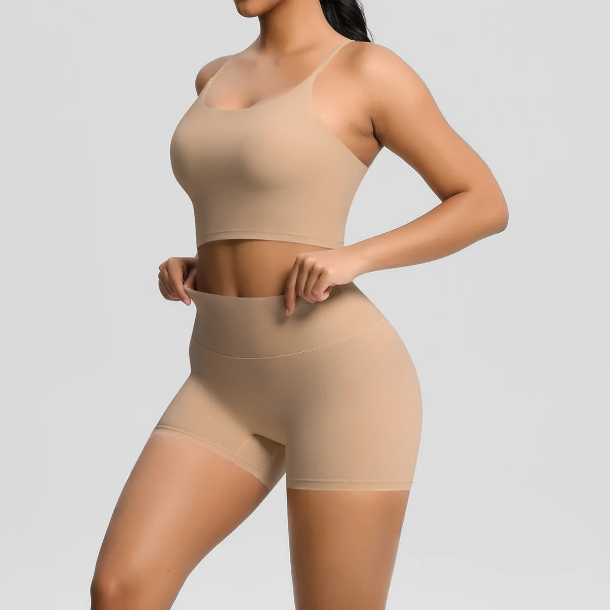 Yoga Sport Set Women Seamless Crop Top Bra Shorts Yoga Set Comfort Elastic Sportsuit Workout Outfit Fitness Gym Clothes