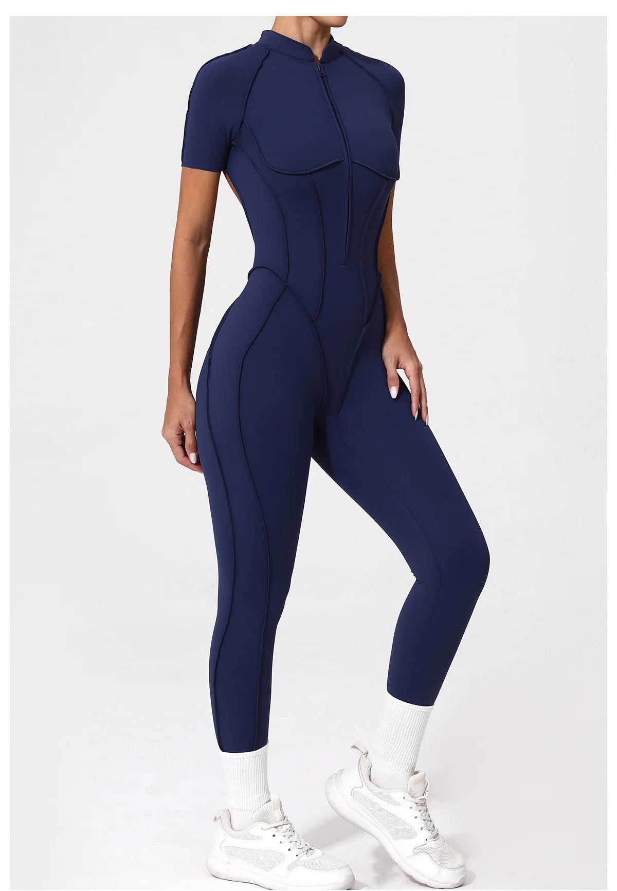 Gym Jumpsuit Women's Fitness Suit Zipper Long Sleeved Sets Sports Overalls for Woman Tracksuit Yoga Clothing Workout Sportswear