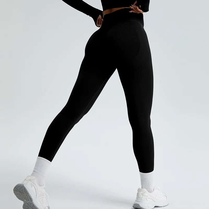 Seamless Yoga Pants Women High Waist Legging Ribbed Sport Gym Fitness Leggings Women Female Legging Tummy Control Running Tights