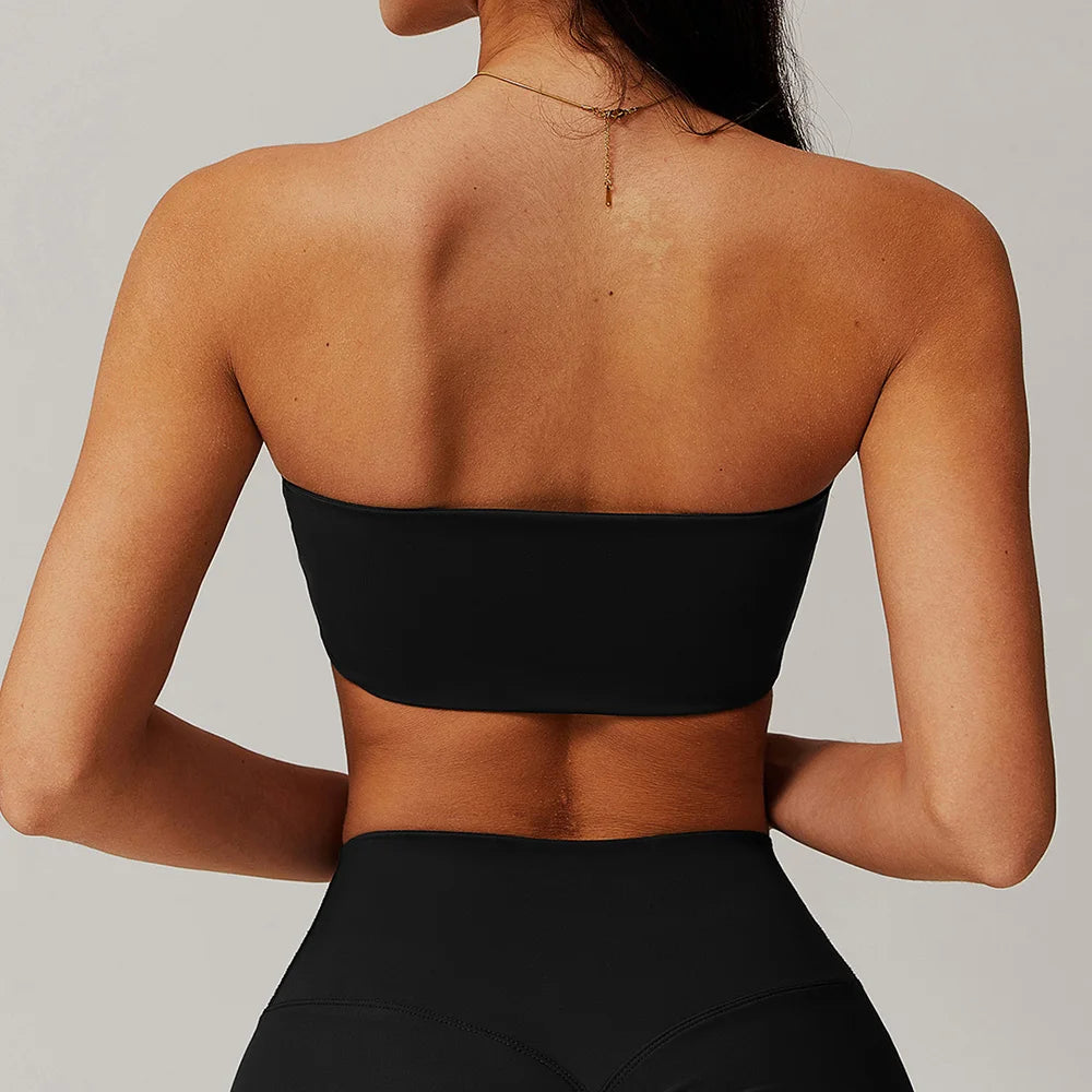 Sports Underwear Women Fitness Bra Intimate Strapless Bustier Bandeau Breathable Wrapped Chest Sports Bra Fitness Tops Yoga Bra