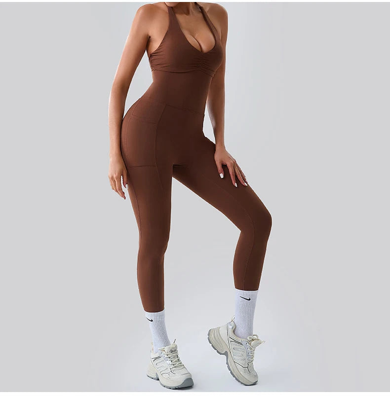 Workout Jumpsuit Sports Overalls Women Rompers Gym Clothing Running Tracksuit Fitness Gym Clothes Push Up Sportswear Yoga Set