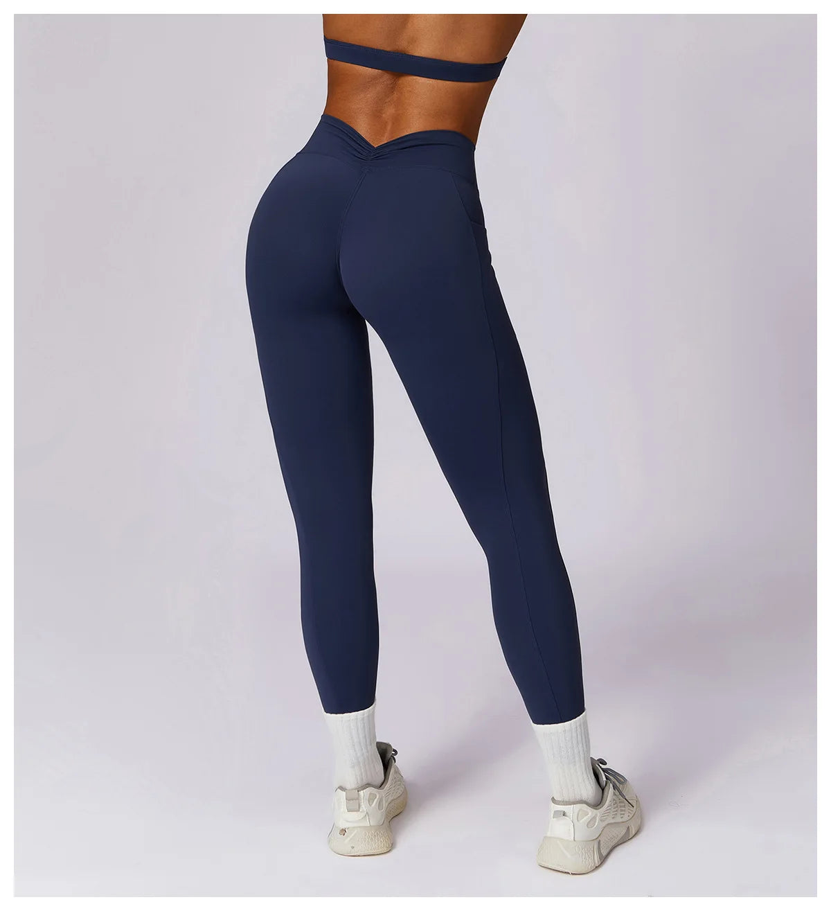 V-shaped Back Leggings Fitness Women Sport Leggings High Waist Elastic Solid Yoga Pants Gym Jogging Push Up Slim Pants Female