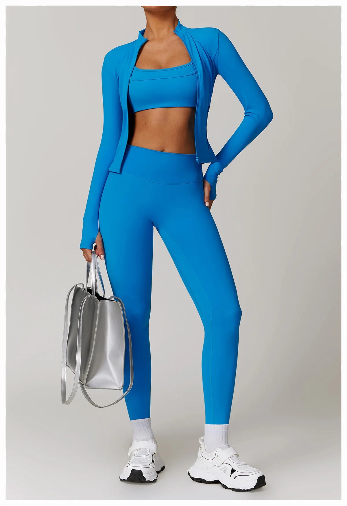 Women Outdoor Running Fitness Wear T-shirt Long Sleeved Thumb Holes Top Zipper Yoga Long Sleeved Yoga Shirt Gym Push Up Workout