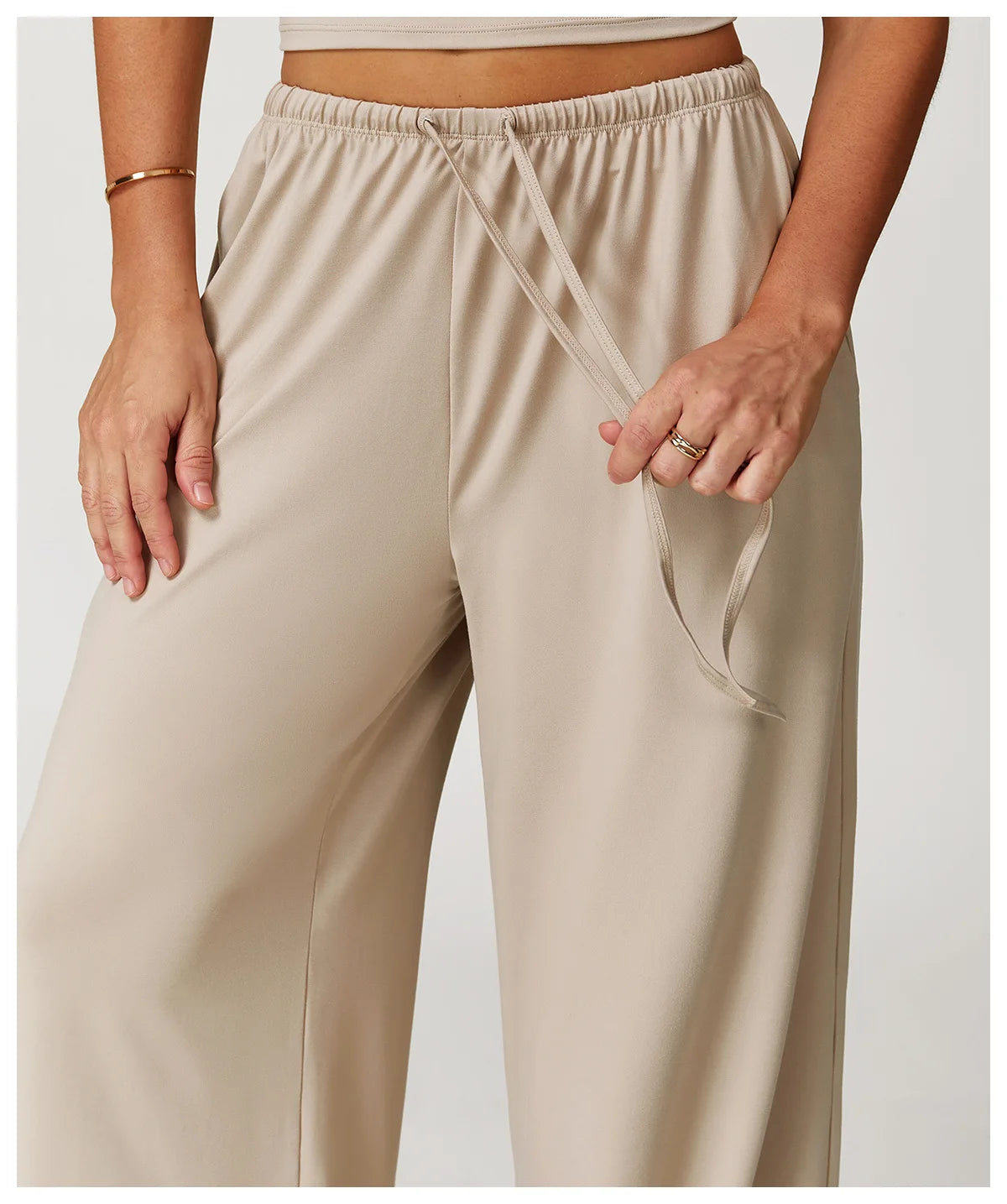 High Waist Yoga Pants Women's Hanging Wide Leg Loose Casual Pants Women's Sports Pants Fitness Running Elastic Drawstring Pants