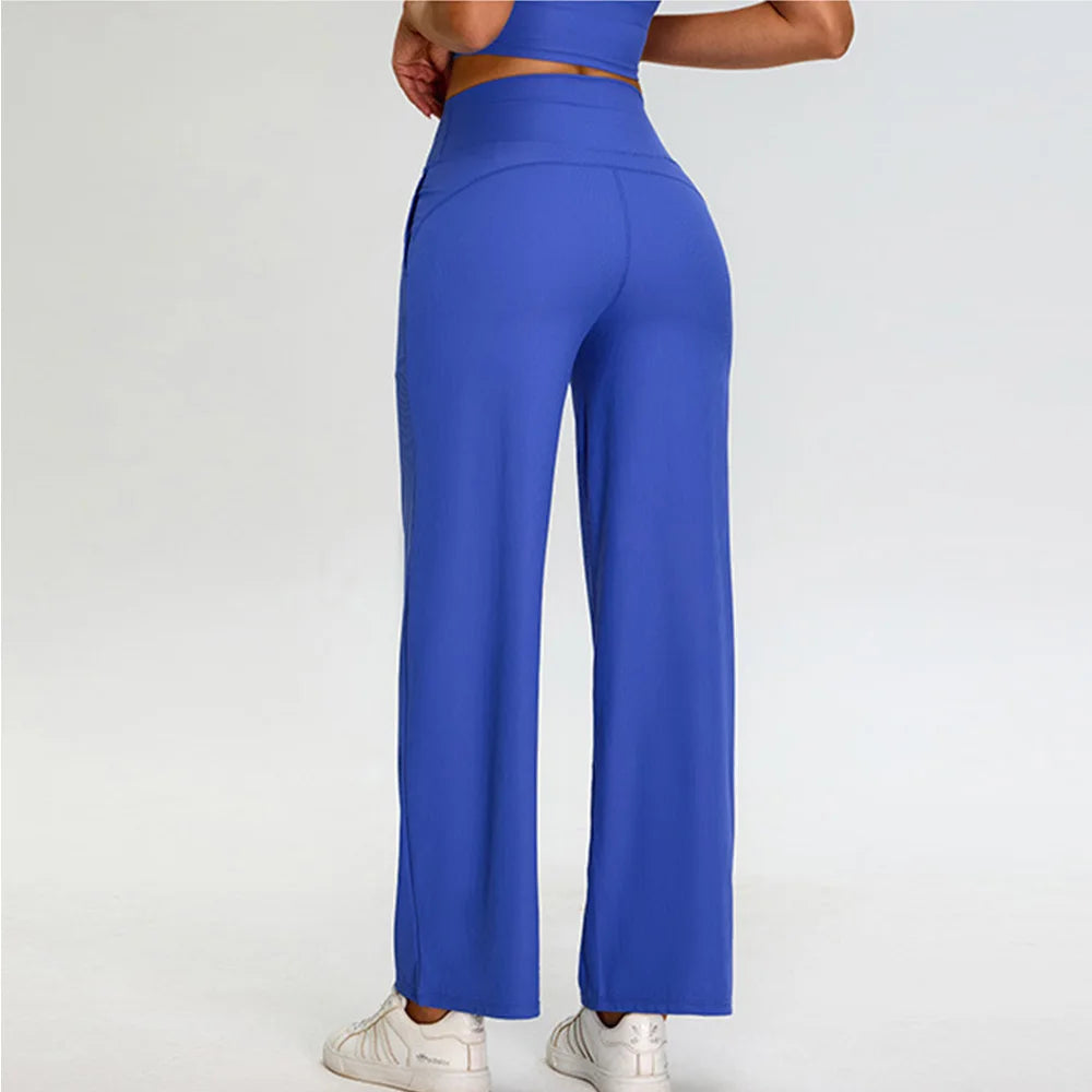 Ribbed Yoga Pants For Women Leggings Gym Workout Leggings High Waist Fitness Leggings Outdoor Running Sports Pants Straight Leg