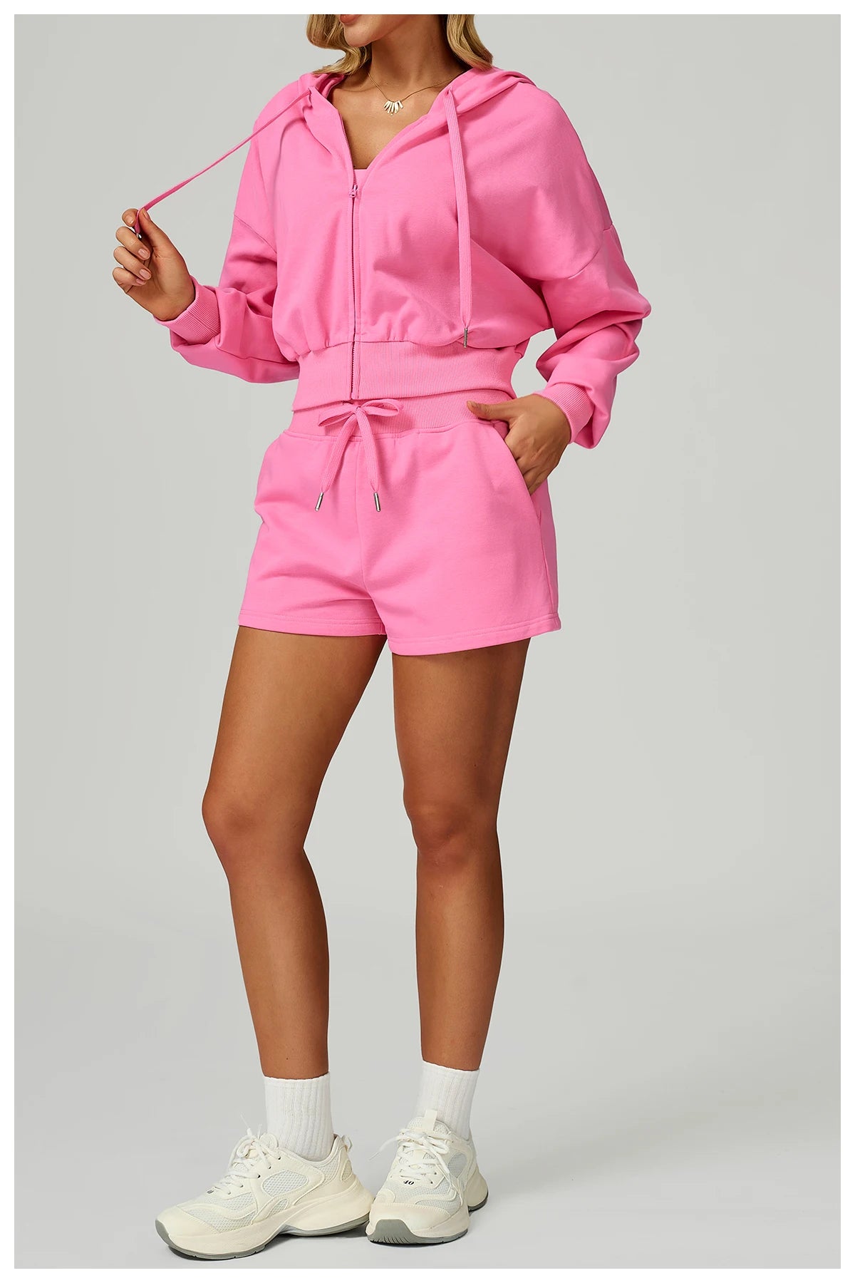 New Winter Zipper Sports Suit 2 Pieces Hooded Casual Loose Sweatshirt Long Sleeved Outdoor Running Suit Sportswear for Women